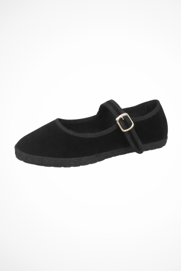 Damskie Baleriny Z Paskiem I Klamrą – Black