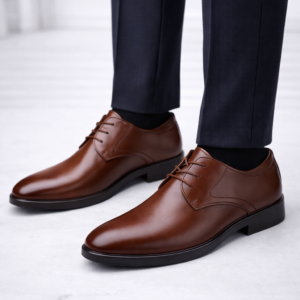 Buty męskie wizytowe | Sznurowane z matowym wykończeniem formalnym – Brązowy