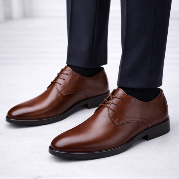 Buty męskie wizytowe | Sznurowane z matowym wykończeniem formalnym – Brązowy