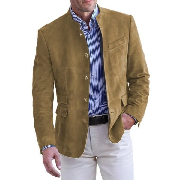 Elegancka męska marynarka z guzikowym zapięciem – Khaki