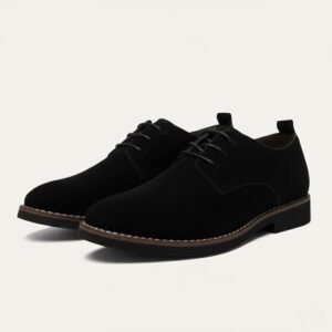 Luksusowe eleganckie zamszowe buty wizytowe męskie Milan – Czarny