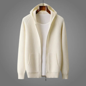 Męska bluza z kapturem premium casual – Kremowy