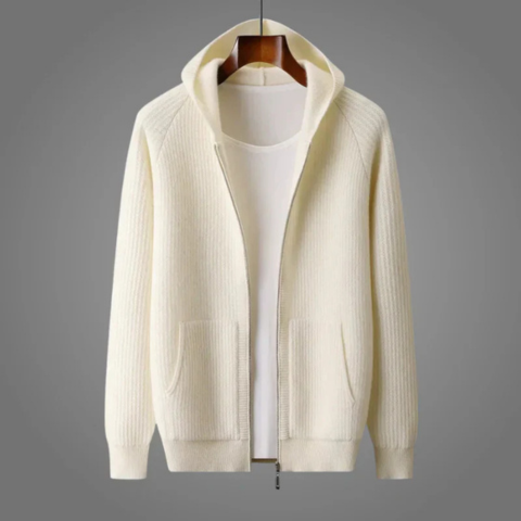 Męska bluza z kapturem premium casual – Kremowy
