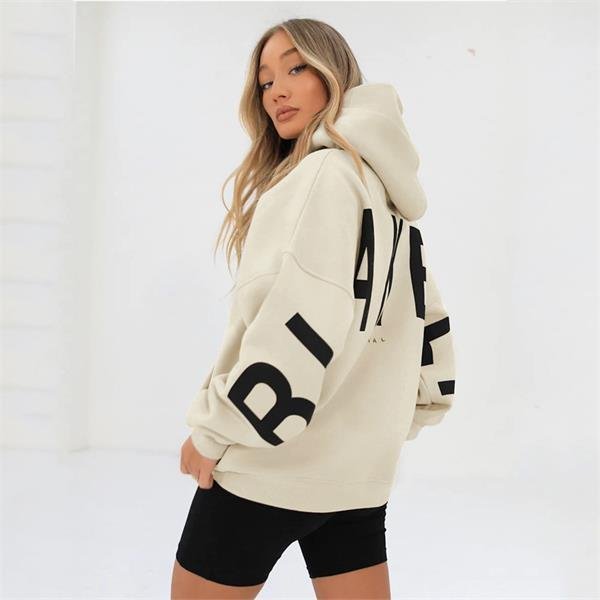 Luźna Bluza z Kapturem Damska | Oversize Casual Hoodie – Biały