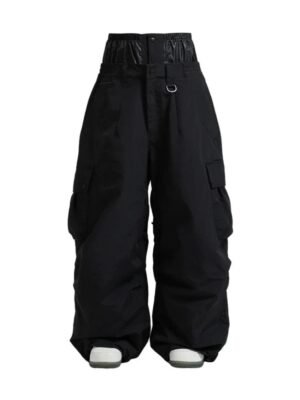Unisex spodnie snowboardowe | Luźny zimowy krój cargo – Czarny