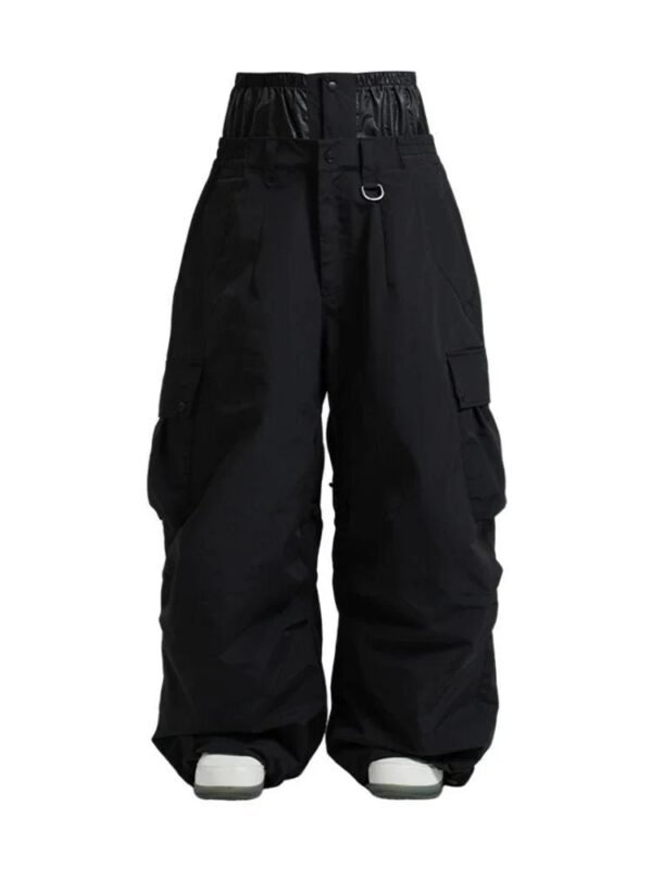 Unisex spodnie snowboardowe | Luźny zimowy krój cargo – Czarny