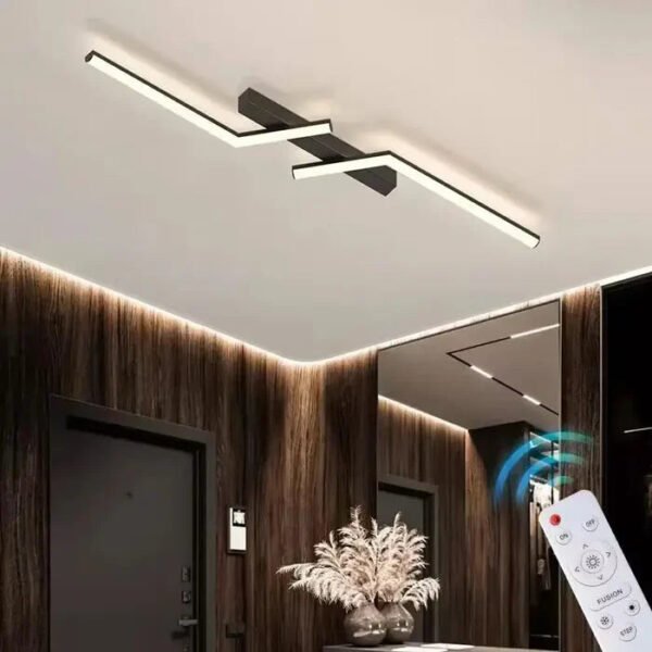 Czarna geometryczna lampa sufitowa LED – 60–120 cm