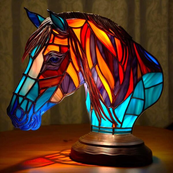 Dekoracyjna lampa stołowa w kształcie konia, 17 cm