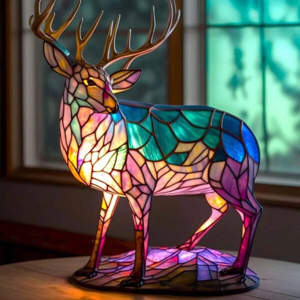Dekoracyjna lampa stołowa w kształcie jelenia, 17 cm