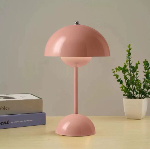 Minimalistyczna bezprzewodowa lampa stołowa LED z regulacją jasności — różowa