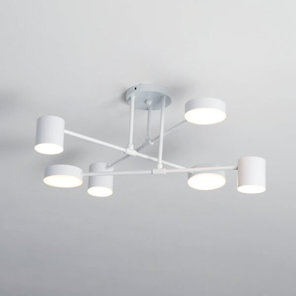 Geometryczna biała lampa sufitowa LED z 6 punktami światła