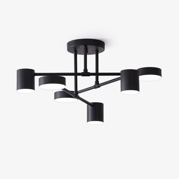 Geometryczna czarna lampa sufitowa LED z 6 punktami światła