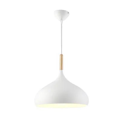 Biała lampa wisząca z opływowym kloszem, 24 × 25 cm
