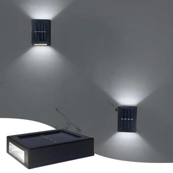 Zestaw 4 czarnych solarnych lamp ściennych LED – zimne światło