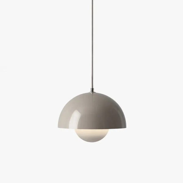 Szara półkulista lampa wisząca z oprawką E27