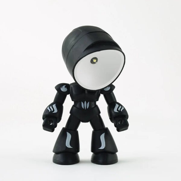 Dekoracyjna figurka robota z lampką LED — czarna