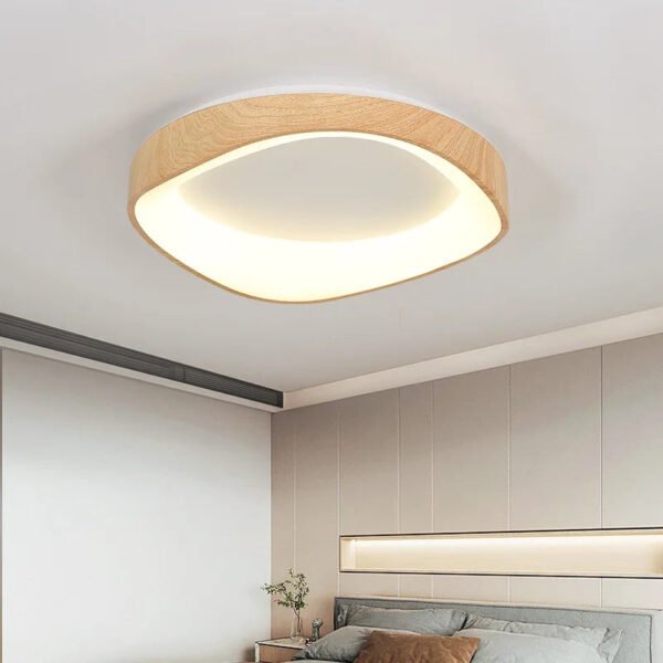 Natynkowa lampa sufitowa LED 40 cm, jasne wykończenie drewnopodobne