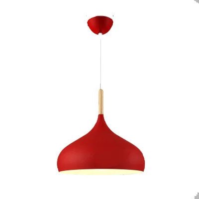 Czerwona lampa wisząca z opływowym kloszem, 24 × 25 cm