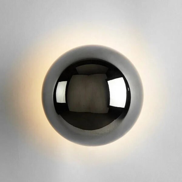 Chromowy kinkiet LED kulisty z efektem halo, 10 lub 15 cm