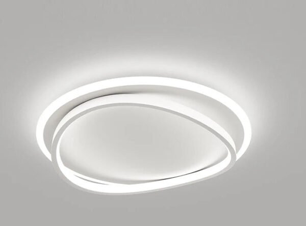 Biała lampa sufitowa LED z geometrycznym pierścieniem, Ø 40 lub 50 cm