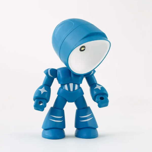 Dekoracyjna figurka robota z lampką LED — niebieska