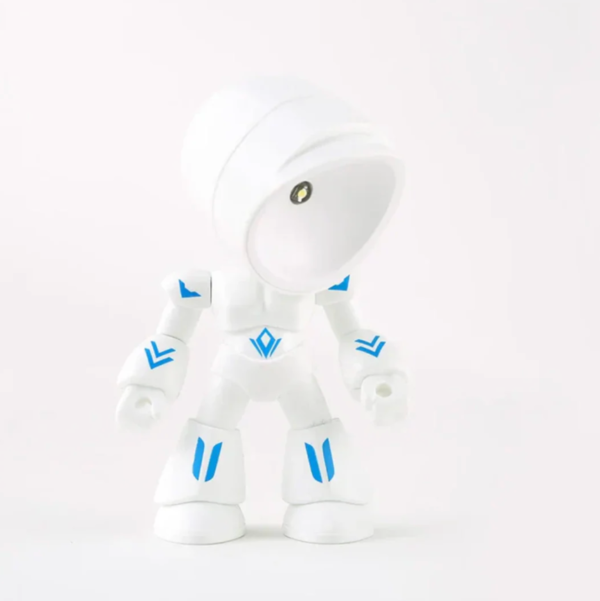 Dekoracyjna figurka robota z lampką LED — biała