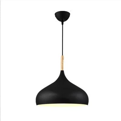 Czarna lampa wisząca z opływowym kloszem, 24 × 25 cm