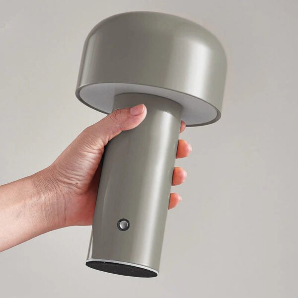 Ładowana lampa stołowa LED w kształcie grzybka – szara