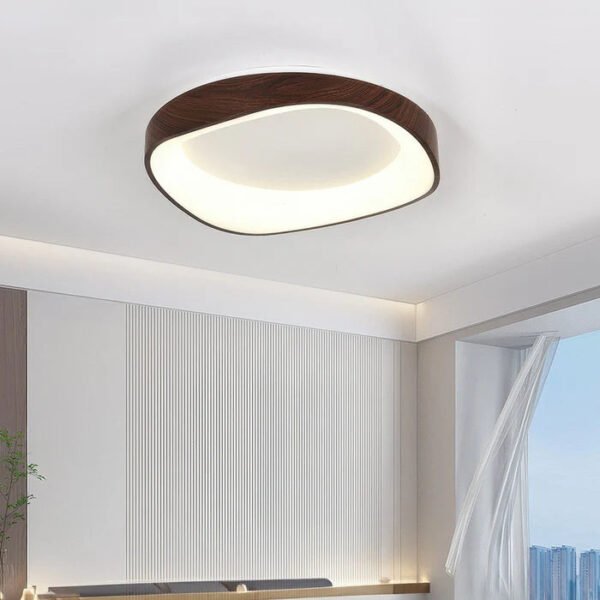 Natynkowa lampa sufitowa LED 40 cm, wykończenie w kolorze orzechowym
