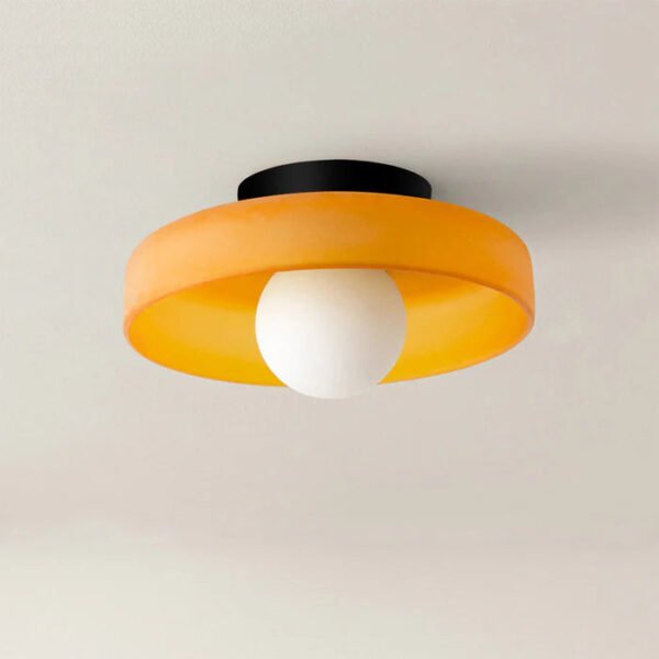 Okrągła szklana lampa sufitowa w minimalistycznym stylu — pomarańczowy mat