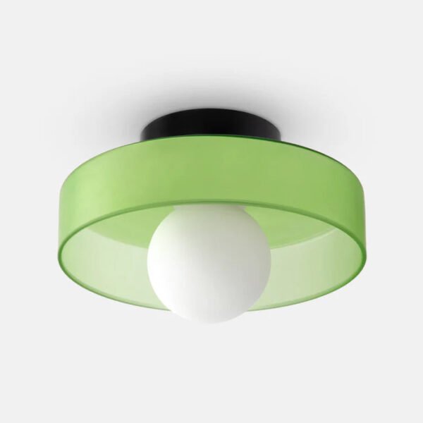 Okrągła szklana lampa sufitowa w minimalistycznym stylu — zielony mat