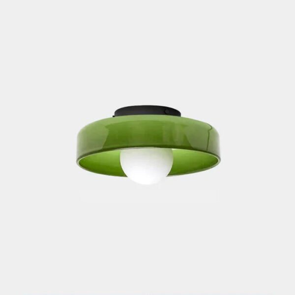 Okrągła szklana lampa sufitowa w minimalistycznym stylu — zielona