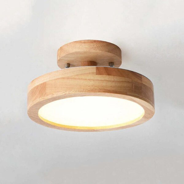 Drewniana okrągła lampa sufitowa LED