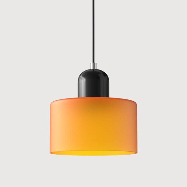 Lampa wisząca z kolorowego szkła E27 – pomarańczowy klosz, czarny detal