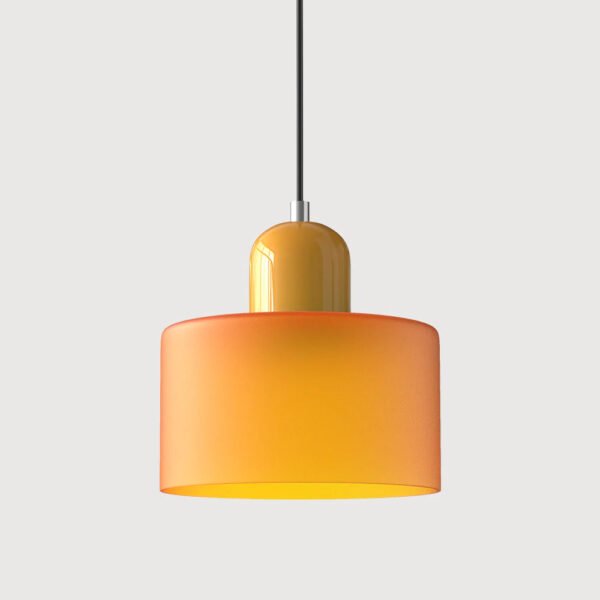 Lampa wisząca z kolorowego szkła E27 – pomarańczowy klosz, złoty detal