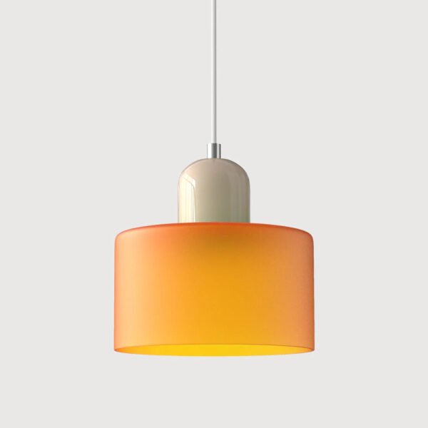 Lampa wisząca z kolorowego szkła E27 – pomarańczowy klosz, biały detal