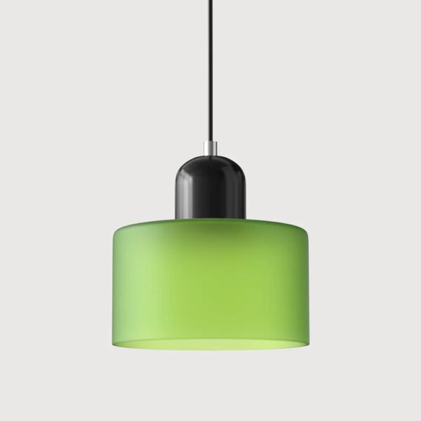 Lampa wisząca z kolorowego szkła E27 – matowa zielona z czarnym detalem