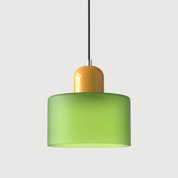 Lampa wisząca z kolorowego szkła E27 – matowa zielona ze złotym detalem