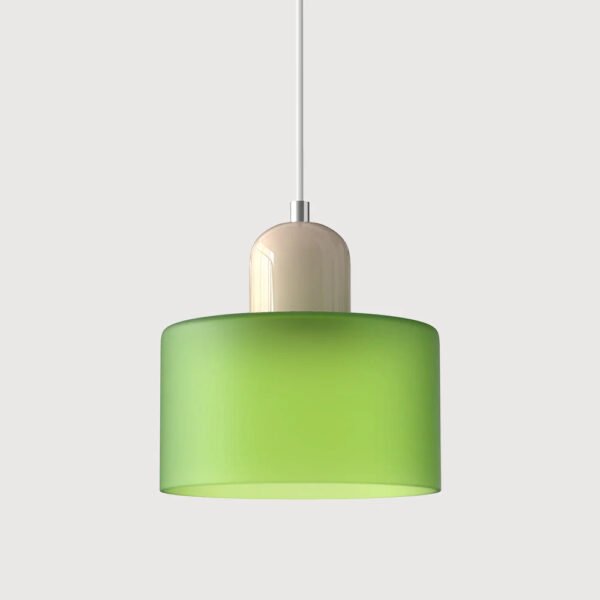 Lampa wisząca z kolorowego szkła E27 – matowa zielona z jasnym detalem